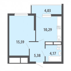 Однокомнатная квартира 37.45 м²