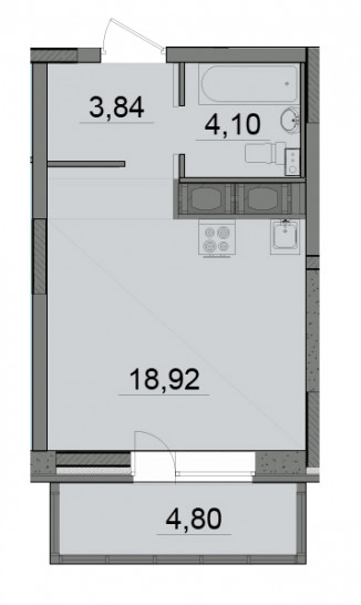 Студия 28.3 м²