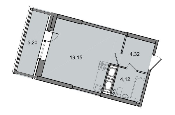 Студия 29.15 м²
